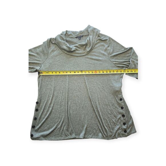 Zac & Rachel Woman Olive Green Cowl Neck Long Sleeve Stretch Top  2X - Picture 4 of 6